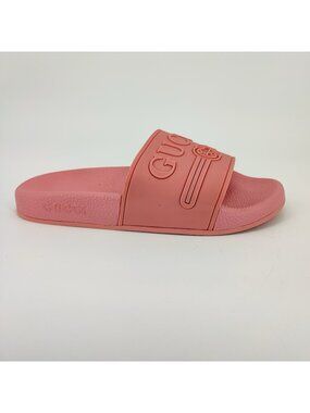 Gucci Pursuit Logo Slide Women's Size 7 US Pink Rubber Sandal Casual Beach
